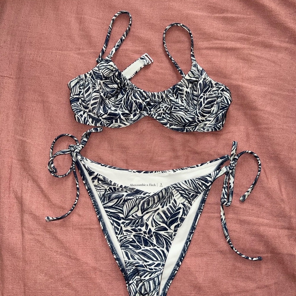 Abercrombie & Fitch Navy and White Bikini